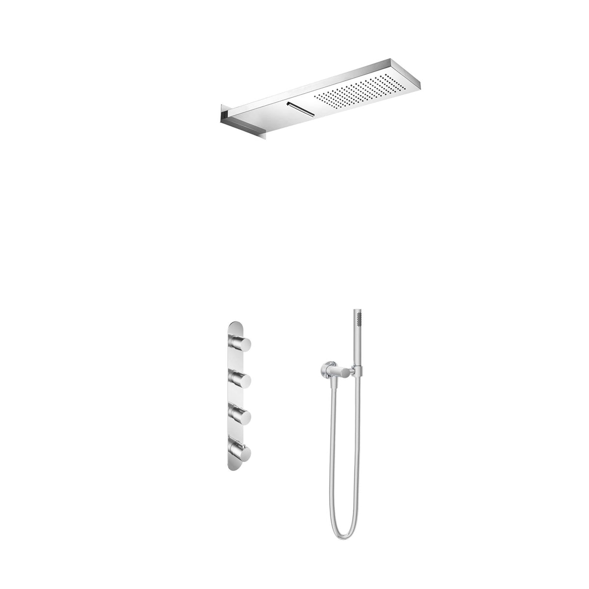 Hotbath Get Together IBS7 - complete thermostatische douche inbouwset met drie stopkranen en hoofddouche met watervaldouche (2 verschillende kleuren)