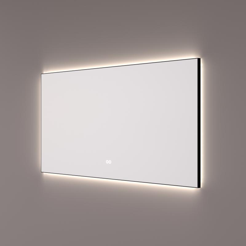 HIPP-Design spiegel in mat zwart met indirecte LED verlichting rondom SPV 12500 BL