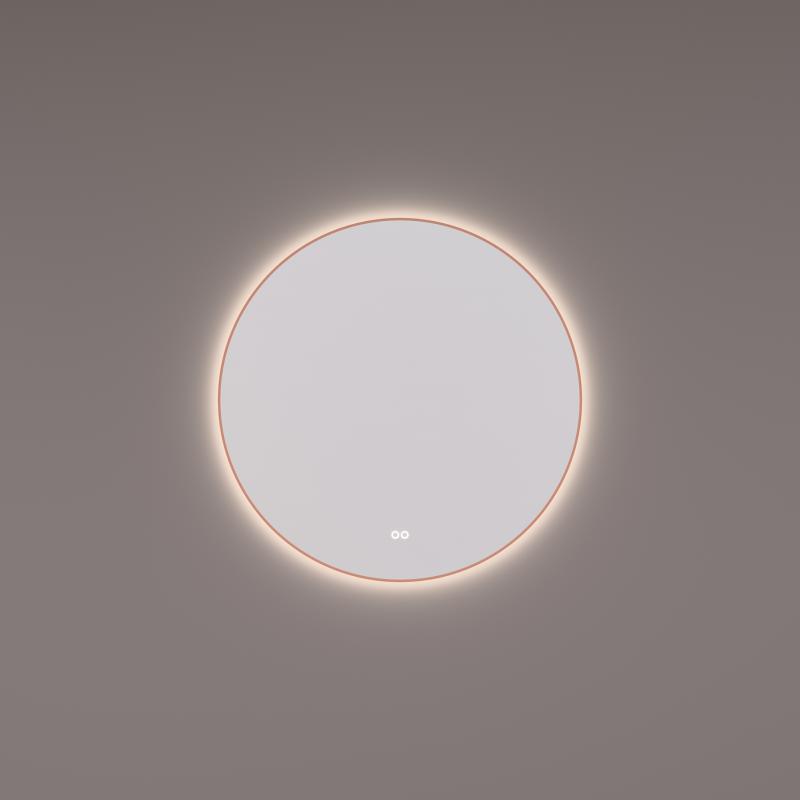 HIPP-Design spiegel rond in PVD koper geborsteld met indirecte LED verlichting rondom SPV 13500 KOP