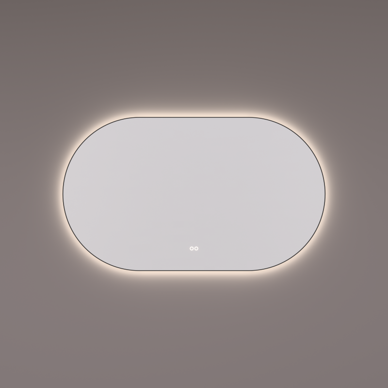 HIPP-Design - spiegel ovaal-recht in mat zwart met indirecte LED verlichting rondom SPV 13700 BL