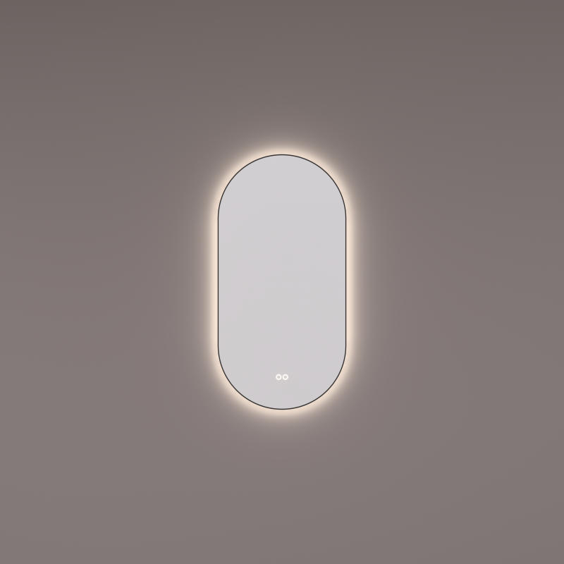 HIPP-Design - spiegel ovaal-recht in mat zwart met indirecte LED verlichting rondom SPV 13900 BL