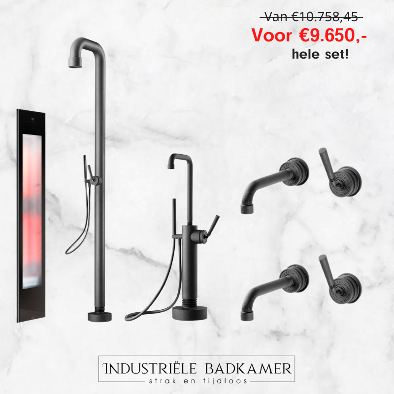 JEE-O actieset: vrijstaande douchekraan, badkraan, wastafelkranen en Sunshower Pure XL