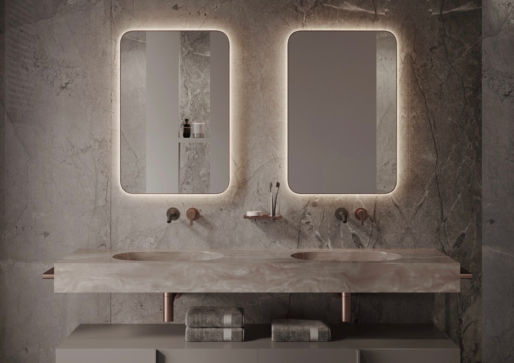 Martens Design spiegel mat zwart 450 x 900 mm met indirecte verlichting, dimbare sensor en spiegelverwarming