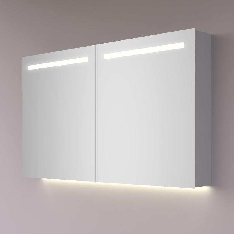 HIPP Design - Aluminium spiegelkast met horizontale LED banen en indirecte LED verlichting onder SPK 52000