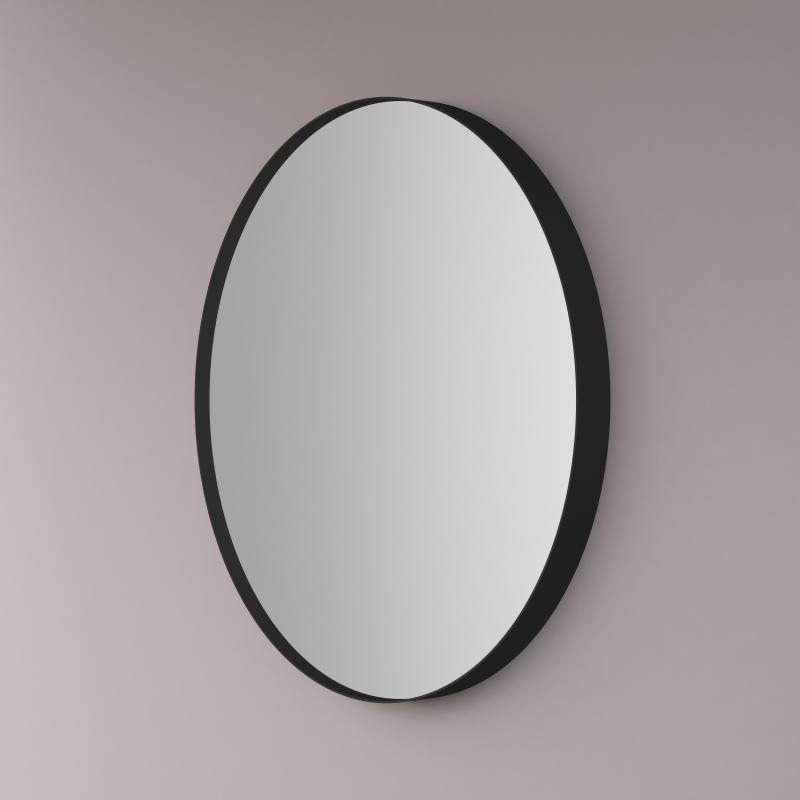 spiegel rond op mat zwart INDUSTRIEEL metalen frame
