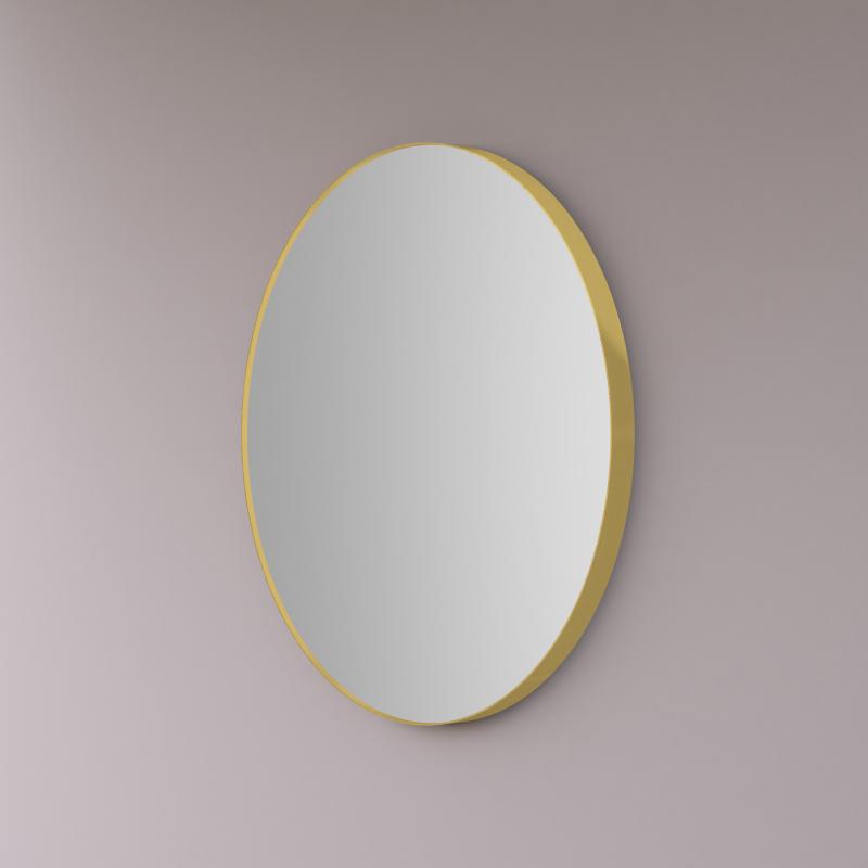 HIPP Design - Maatwerk spiegel rond op messing geborsteld achter-frame