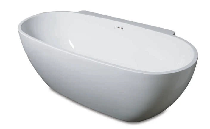Luca Primo halfvrijstaand bad rond 175x85x60cm acryl glans wit, - LUPA1786
