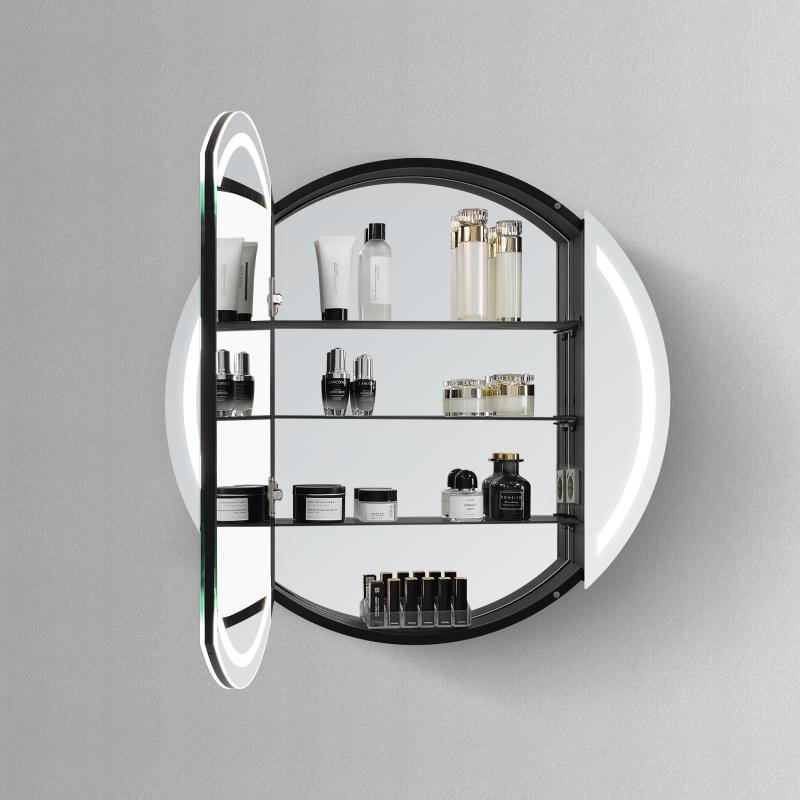 HIPP-Design - Luxe ronde spiegelkast in mat zwart met LED baan rondom SPK 81000