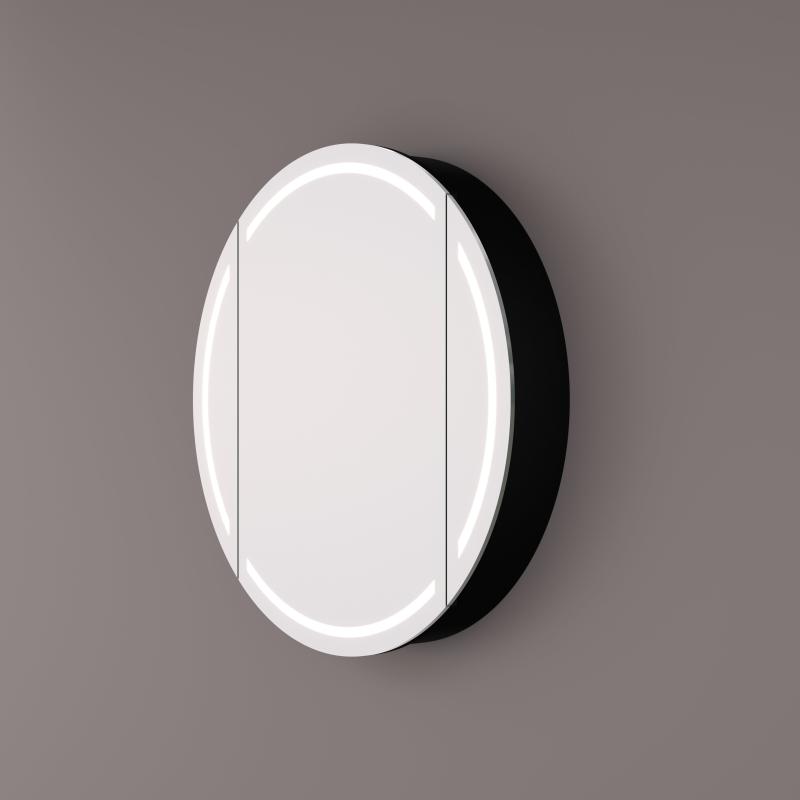 HIPP-Design - Luxe ronde spiegelkast in mat zwart met LED baan rondom SPK 81000