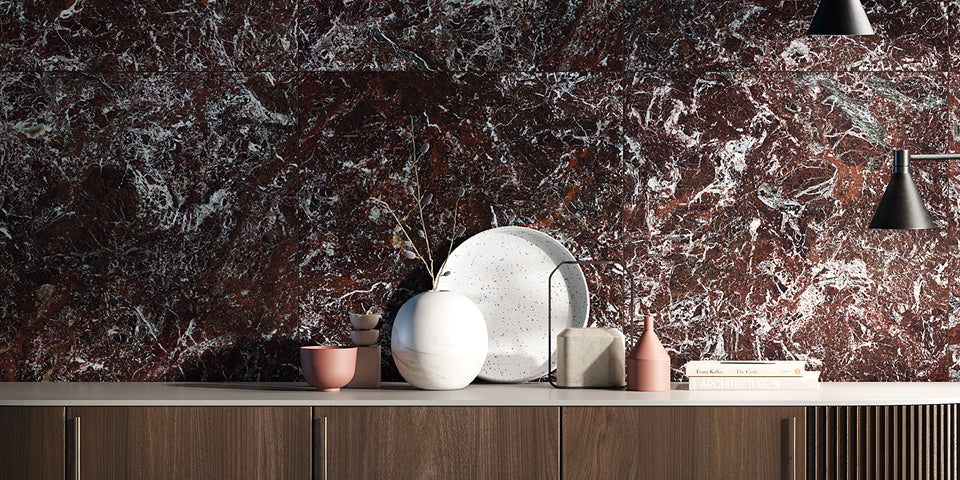 VT Wonen by Douglas & Jones - Classic vloer- en wandtegel Deep Burgundy Glans