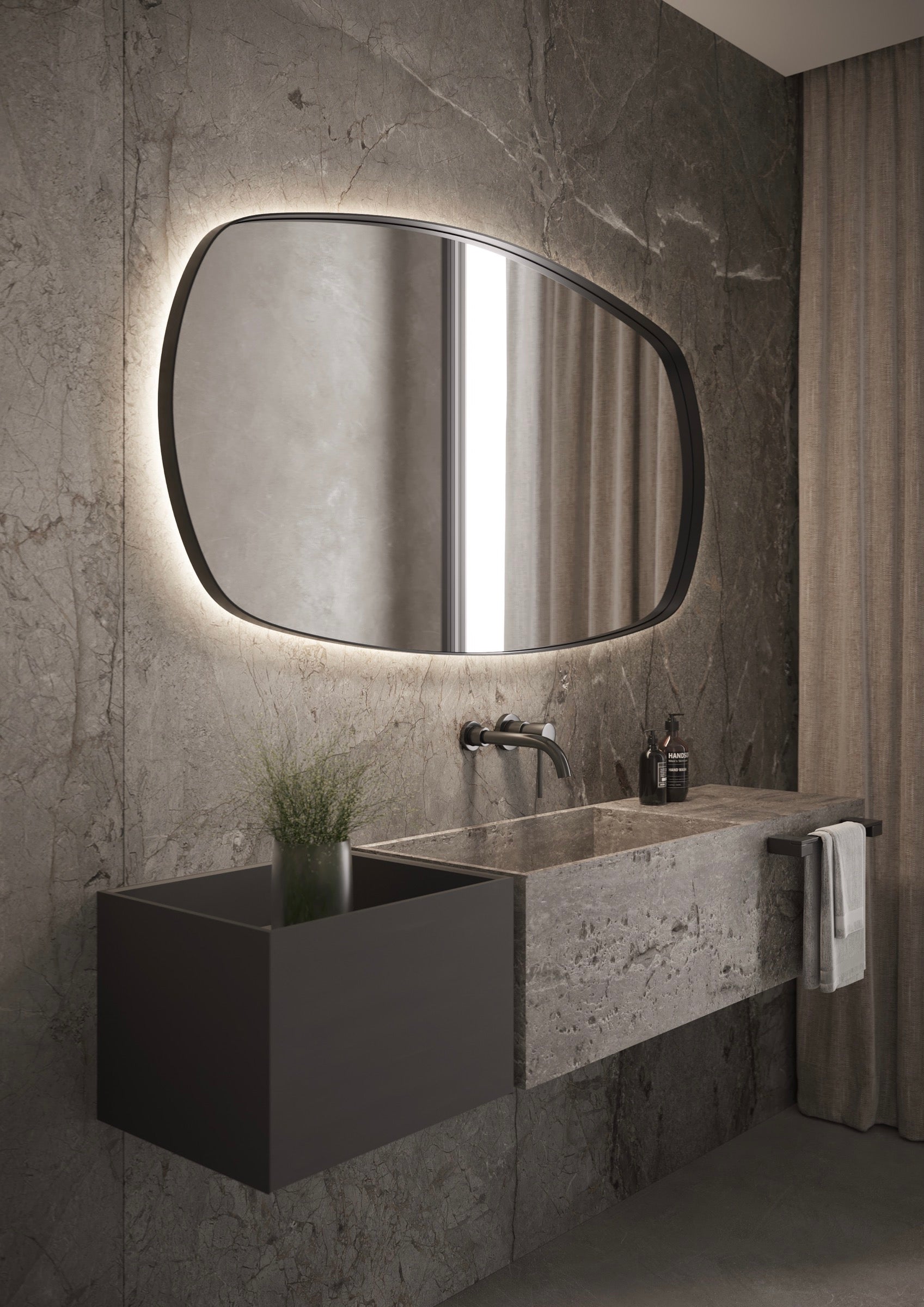 Martens Design - Lissabon, spiegel met indirecte verlichting, Dimbare sensor en spiegelverwarming