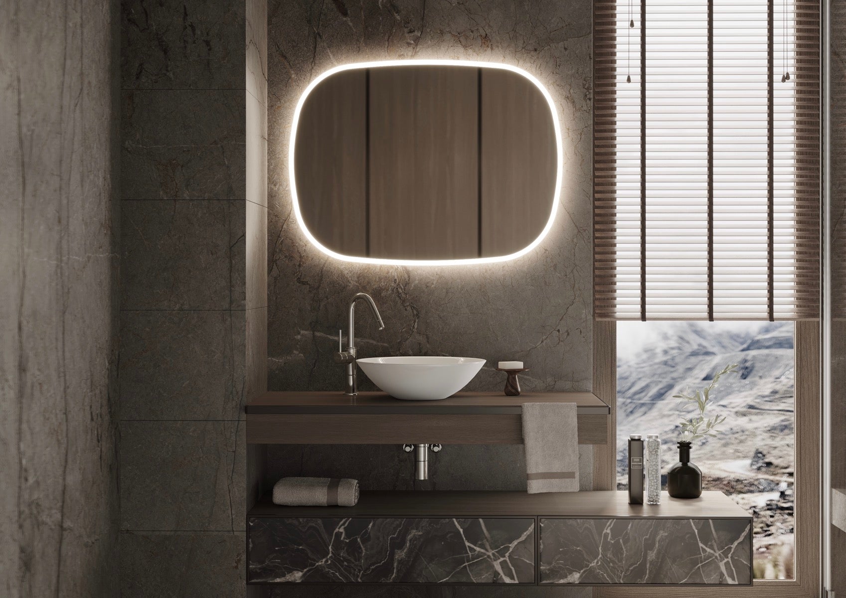 Martens Design - Parijs, spiegel met directe/indirecte verlichting rondom