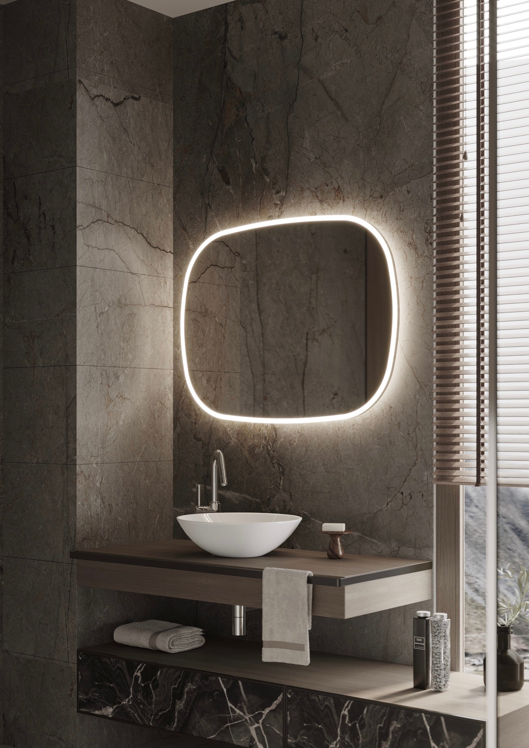 Martens Design - Parijs, spiegel met directe/indirecte verlichting rondom