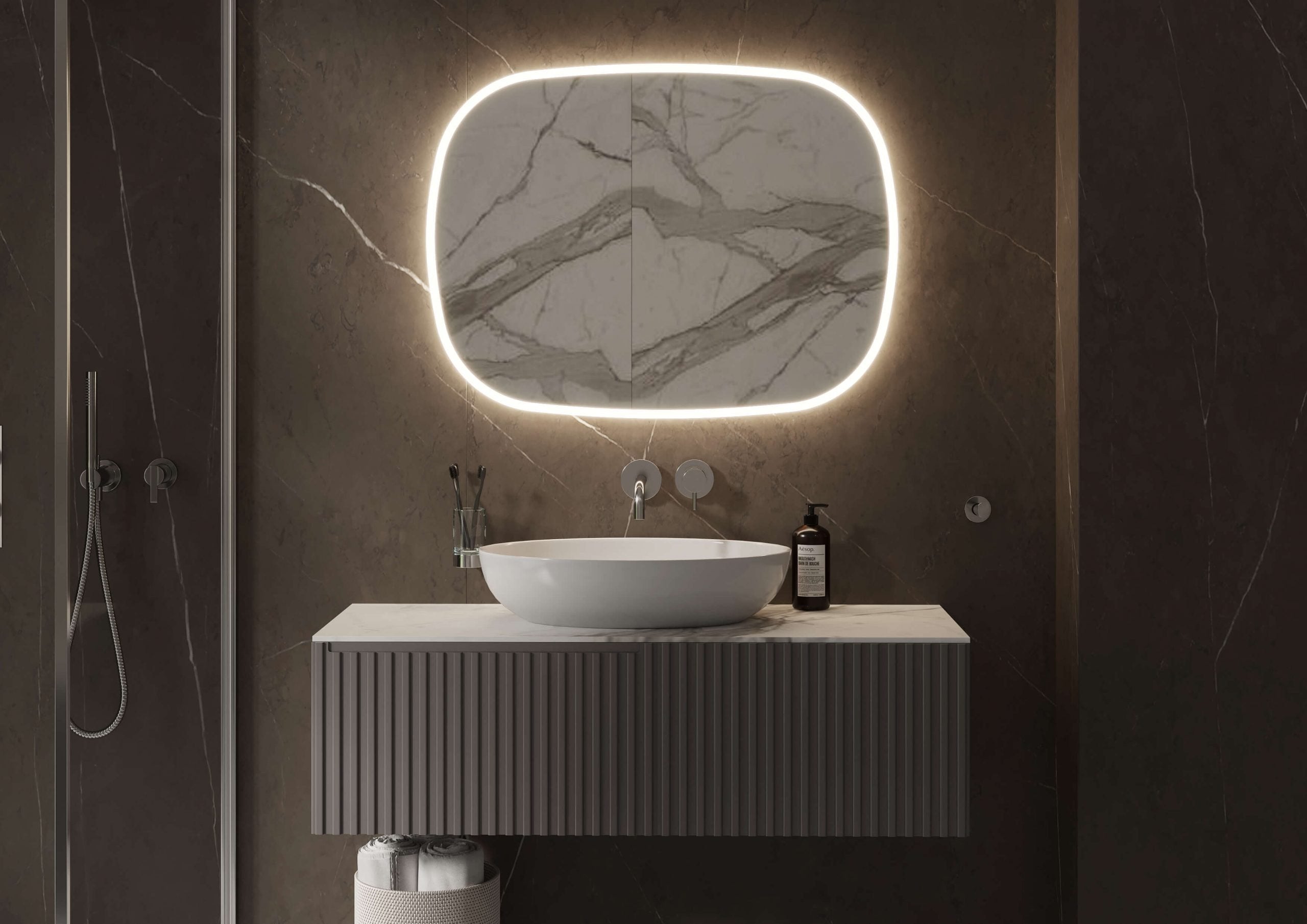 Martens Design - Parijs, spiegel met directe/indirecte verlichting rondom